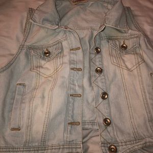 Blue No Sleeve Jeans Jacket
